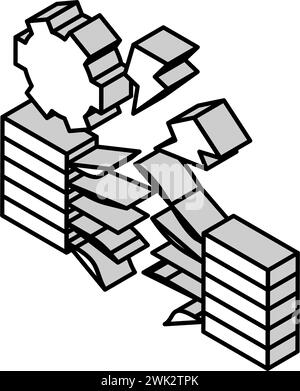 illustrazione vettoriale dell'icona isometrica di rottura del filo Illustrazione Vettoriale