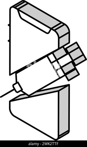 illustrazione del vettore dell'icona isometrica della siringa e del telefono cellulare Illustrazione Vettoriale