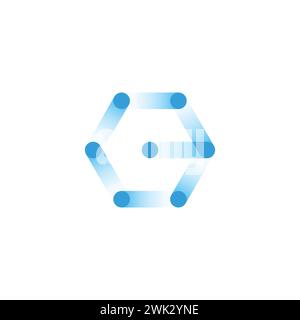 Logo esagono da punto a punto. Isolato su sfondo bianco. EPS vettoriale di alta qualità. Design grafico del logo Illustrazione Vettoriale