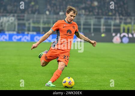 Milano, Italia. 16 febbraio 2024. Nicolo Barella (23) dell'Inter visto durante la partita di serie A tra Inter e Salernitana al Giuseppe Meazza di Milano. (Foto: Gonzales Photo - Tommaso Fimiano). Foto Stock