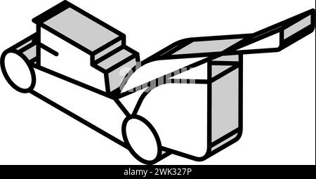 illustrazione vettoriale dell'icona isometrica del rasaerba per tagliare l'erba Illustrazione Vettoriale