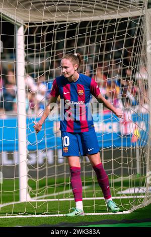 Sant Joan Despi, Spagna, 18 febbraio 2024. Spagna Liga F: FC Barcelona contro Atletico de Madrid. (10) Caroline Graham Hansen. Crediti: Joan G/Alamy Live News Foto Stock