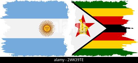 Zimbabwe e Argentina grunge bandiere connessione, vettore Illustrazione Vettoriale