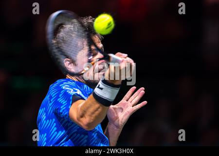 Rotterdam, Paesi Bassi. 18 febbraio 2024. ROTTERDAM, PAESI BASSI - 18 FEBBRAIO: Robin Haase dei Paesi Bassi durante il giorno 7 dell'ABN AMRO Open 2024 ad Ahoy il 18 febbraio 2024 a Rotterdam, Paesi Bassi. (Foto di Joris Verwijst/Agenzia BSR) credito: Agenzia BSR/Alamy Live News Foto Stock