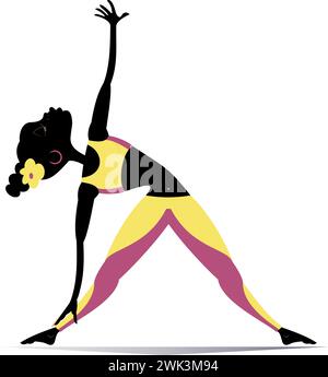 Giovane donna africana con la figura della lithe che fa sport o esercizi di yoga Illustrazione Vettoriale