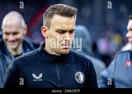 ROTTERDAM, Paesi Bassi. 18 febbraio 2024. SPO, Feyenoord Stadium De Kuip, eredivisie olandese, stagione 2023/2024, durante la partita Feyenoord - RKC, portiere del Feyenoord Timon Wellenreuther crediti: Pro Shots/Alamy Live News Foto Stock