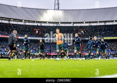 ROTTERDAM, Paesi Bassi. 18 febbraio 2024. SPO, Feyenoord Stadium De Kuip, eredivisie olandese, stagione 2023/2024, durante la partita Feyenoord - RKC, riscaldamento RKC credito: Tiri pro/Alamy Live News Foto Stock