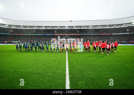 Rotterdam, Paesi Bassi. 18 febbraio 2024. Rotterdam - Panoramica durante l'Eredivisie match tra Feyenoord e RKC Waalwijk allo Stadion Feijenoord De Kuip il 18 febbraio 2024 a Rotterdam, Paesi Bassi. Credito: Foto Box to Box/Alamy Live News Foto Stock