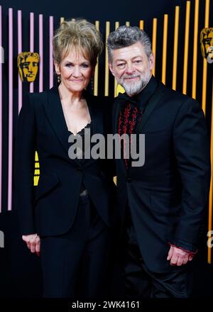 Andy Serkis e Lorraine Ashbourne partecipano ai BAFTA Film Awards 2024, alla Royal Festival Hall, Southbank Centre, Londra. Data foto: Domenica 18 febbraio 2024. Foto Stock