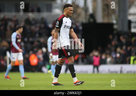 Londra, Regno Unito. 17 febbraio 2024. Londra, 17 febbraio 2024: Rodrigo Muniz del Fulham durante la partita di Premier League tra Fulham e Aston Villa al Craven Cottage il 17 febbraio 2024 a Londra, Inghilterra. (Pedro Soares/SPP) credito: SPP Sport Press Photo. /Alamy Live News Foto Stock