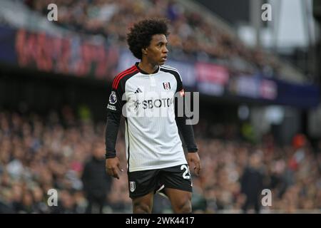 Londra, Regno Unito. 17 febbraio 2024. Londra, 17 febbraio 2024: Willian del Fulham durante la partita di Premier League tra Fulham e Aston Villa al Craven Cottage il 17 febbraio 2024 a Londra, Inghilterra. (Pedro Soares/SPP) credito: SPP Sport Press Photo. /Alamy Live News Foto Stock