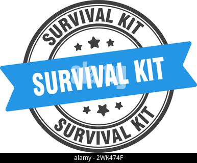 timbro kit di sopravvivenza. cartello rotondo kit di sopravvivenza. etichetta su sfondo trasparente Illustrazione Vettoriale