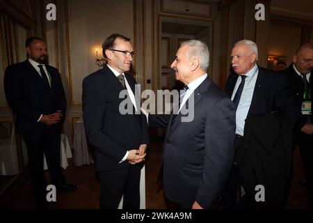 Il primo ministro palestinese Muhammad Shtayyeh incontra il ministro degli Esteri norvegese Aspen Barth Ede a Monaco di Baviera il primo ministro palestinese Muhammad Shtayyeh incontra il ministro degli Esteri norvegese Aspen Barth Ede a Monaco, Germania meridionale, il 18 febbraio 2024. Foto del primo Ministro Office Aaimages Monaco di Baviera Germania 180224 Germay PMO 007 Copyright: XapaimagesxPrimexMinisterxOfficexxapaimagesx Foto Stock