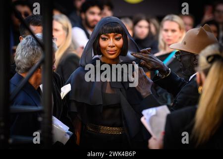Londra, Regno Unito. Domenica 18 febbraio 2024. Naomi Campbell partecipa ai BAFTA Film Awards 2024, alla Royal Festival Hall, Southbank Centre, Londra. Il credito fotografico dovrebbe essere: Matt Crossick/Alamy Live News Foto Stock