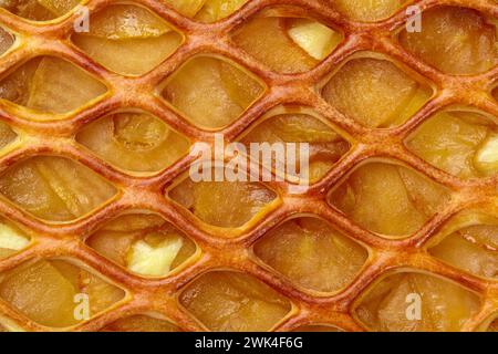 Macro shot di torta di mele con crema pasticcera e lattice Foto Stock