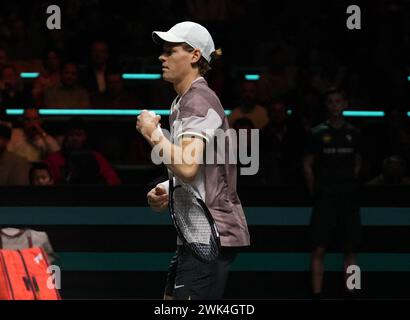 Rotterdam, Paesi Bassi. 18 febbraio 2024. Jannik Sinner di Italia finale durante l'ABN AMRO Open 2024, ATP 500 torneo di tennis il 16 febbraio 2024 a Rotterdam, Paesi Bassi. Foto di Laurent Lairys/ABACAPRESS.COM credito: Abaca Press/Alamy Live News Foto Stock