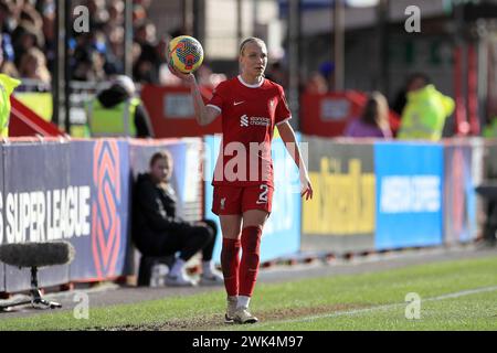 Crawley, Regno Unito. 18 febbraio 2024. Emma Koivisto di Liverpool Women ha partecipato al match di fa Women's Super League tra Brighton & Hove Albion Women e Liverpool Women al Broadfield Stadium di Crawley, Inghilterra, il 18 febbraio 2024. Foto di Carlton Myrie. Solo per uso editoriale, licenza richiesta per uso commerciale. Non utilizzare in scommesse, giochi o pubblicazioni di singoli club/campionato/giocatori. Crediti: UK Sports Pics Ltd/Alamy Live News Foto Stock