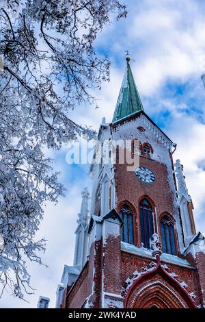 Horten, Norvegia, 18 febbraio 2024. La Chiesa di Horten sembra bella in inverno. Crediti: Frode Arnesen/Alamy Live News Foto Stock