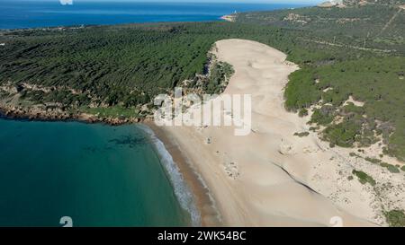 Vista aerea della duna di Bolonia sull'omonima spiaggia Foto Stock