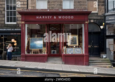 Vista esterna della Harvey & Woodd Gallery in Dundas Street nella New Town di Edimburgo. Foto Stock