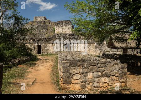 Sito archeologico EK Balam Maya, Yucatan, Messico Foto Stock