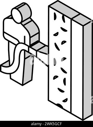 illustrazione vettoriale icona isometrica isolamento ecowool Illustrazione Vettoriale