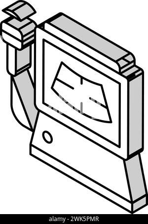 illustrazione vettoriale dell'icona isometrica del computer di radiologia a ultrasuoni Illustrazione Vettoriale