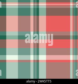 Splendida texture tartan senza cuciture, motivo tessile a colori. Sfondo a quadri in tessuto vettoriale a mosaico di colore rosso e pastello. Illustrazione Vettoriale