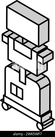immagine vettoriale dell'icona isometrica dello scanner a ultrasuoni per uso medico Illustrazione Vettoriale