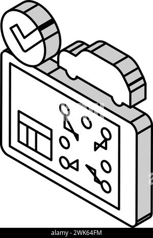 illustrazione vettoriale dell'icona isometrica della vettura del sistema elettronico di prova Illustrazione Vettoriale