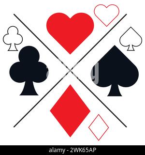 Le carte da gioco del poker si adattano all'illustrazione dei simboli vettoriali. Illustrazione Vettoriale