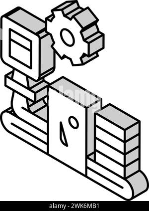 illustrazione vettoriale dell'icona isometrica della lana minerale di produzione Illustrazione Vettoriale