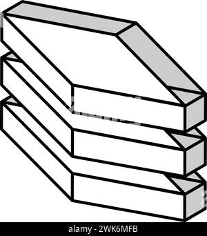 illustrazione vettoriale dell'icona isometrica della lana minerale Illustrazione Vettoriale