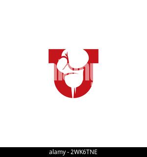 Logo della lettera U di boxe. Logo U con lettera a mano Illustrazione Vettoriale