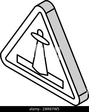 illustrazione vettoriale dell'icona isometrica di avvertenza di rapimento alieno Illustrazione Vettoriale