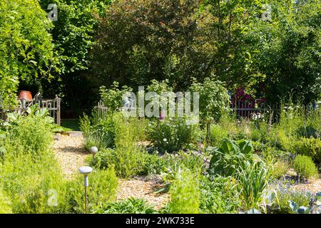 Bauerngarten mit Gemüse, Kräutern, Obst und Blumen, Deutschland *** Orto agricolo con verdure, erbe, frutta e fiori, Germania Foto Stock