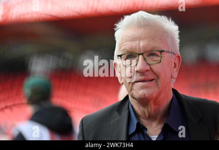 Politico Winfried Kretschmann, Buendnis90 die Gruenen, Ministro Presidente del Baden-Wuerttemberg, Ritratto, Voith Arena, Heidenheim Foto Stock