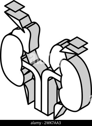 illustrazione vettoriale dell'icona isometrica dell'endocrinologia surrenale Illustrazione Vettoriale