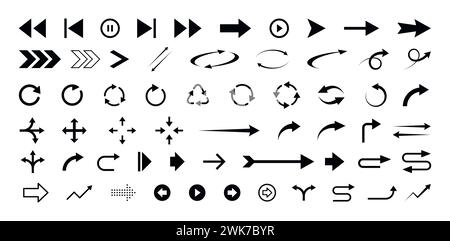 Icona freccia Imposta raccolta vettoriale. Icona frecce nere Illustrazione Vettoriale