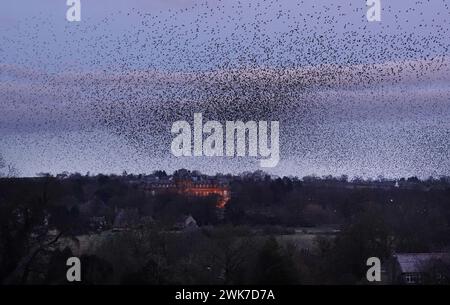 Una murazione di stelle riempie il cielo sopra il Bowes Museum nel castello di Barnard, nella contea di Durham. Data foto: Domenica 18 febbraio 2024. Foto Stock