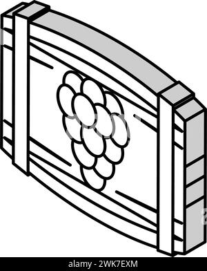 immagine vettoriale dell'icona isometrica della botte di vino Illustrazione Vettoriale