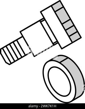 illustrazione vettoriale dell'icona isometrica della vite a testa cilindrica con spallamento Illustrazione Vettoriale