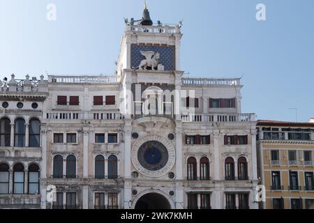 Torre dell'Orologio del primo Rinascimento di Mauro Codussi del XVI secolo in Piazza San Marco a San Marco Foto Stock