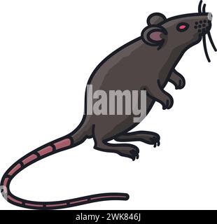 Ratto in piedi sulle zampe posteriori illustrazione vettoriale isolata per il Rat Day il 4 aprile Illustrazione Vettoriale