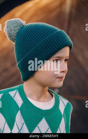 Il ritratto di un bambino in un cappello Foto Stock