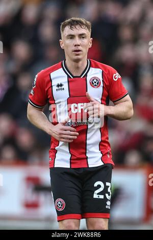 Sheffield, Regno Unito. 18 febbraio 2024. Ben Osborn di Sheffield United durante la partita di Premier League Sheffield United vs Brighton e Hove Albion a Bramall Lane, Sheffield, Regno Unito, 18 febbraio 2024 (foto di Mark Cosgrove/News Images) a Sheffield, Regno Unito, il 18 febbraio 2024. (Foto di Mark Cosgrove/News Images/Sipa USA) credito: SIPA USA/Alamy Live News Foto Stock