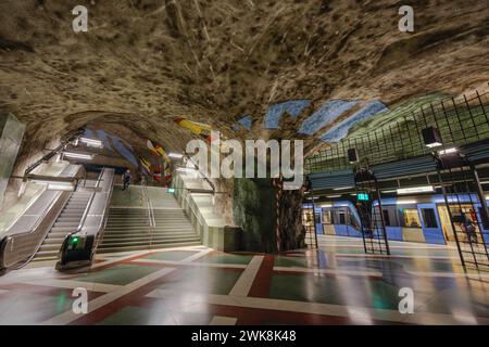 Metro Kungstradgarden, metropolitana, stazione sulla linea blu di Stoccolma tunnelbana a Norrmalm, Stoccolma, Svezia Foto Stock