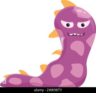 Snake Violet Monster icon Cartoon Vector. Bestia comica. Troll divertimento carino Illustrazione Vettoriale