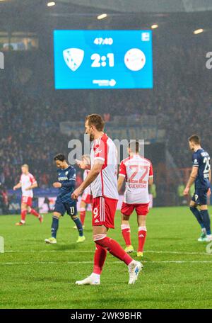 Bochum, Germania. 18 febbraio 2024. Harry Kane, FCB 9 Sad nella partita VFL BOCHUM - FC BAYERN MUENCHEN il 18 febbraio 2024 a Bochum, Germania. Stagione 2023/2024, 1.Bundesliga, FCB, München, giorno 22, 22.Spieltag credito: Peter Schatz/Alamy Live News Foto Stock