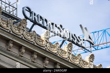 Der Hauptsitz der Schweizer Grossbank Credit Suisse beim Zürcher Paradeplatz im Stadtkreis 1 in der Stadt Zürich. (Zürich, Schweiz, 18.03.2023) Foto Stock